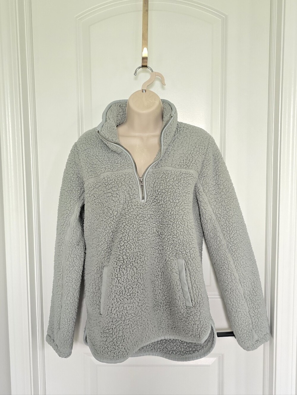 Abercrombie & Fitch Light Sage Green Sherpa Half-Zip Jacket Sz XS